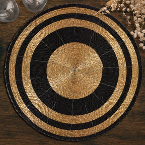 Set of 4 BD 023 014 Aidan beaded placemats with intricate beadwork, perfect for elegant table settings and home decor.