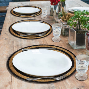 Set of four BD 023 014 beaded placemats with intricate beadwork, perfect for enhancing dining table decor.