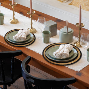Set of four BD 023 014 beaded placemats featuring intricate beaded designs for stylish table decor.