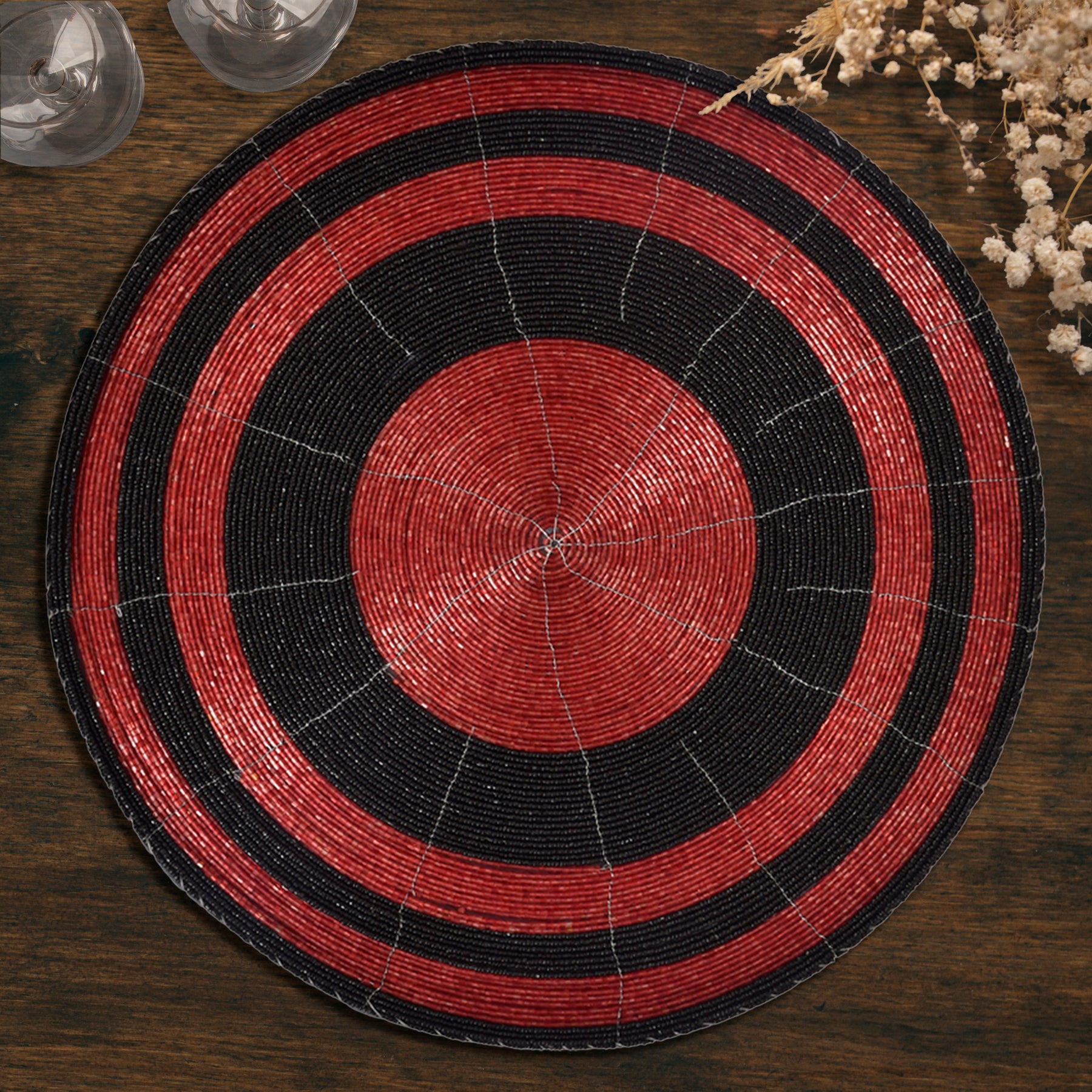 Charlier Grace – Beaded Placemats, The Charlier Collection Elegant Decorative Dining Table Décor 14 inch - Decozen