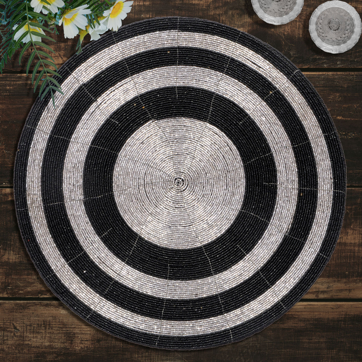 Stratford Grace – Beaded Placemats, The Stratford Collection Elegant Decorative Dining Table Décor 14 inch - Decozen