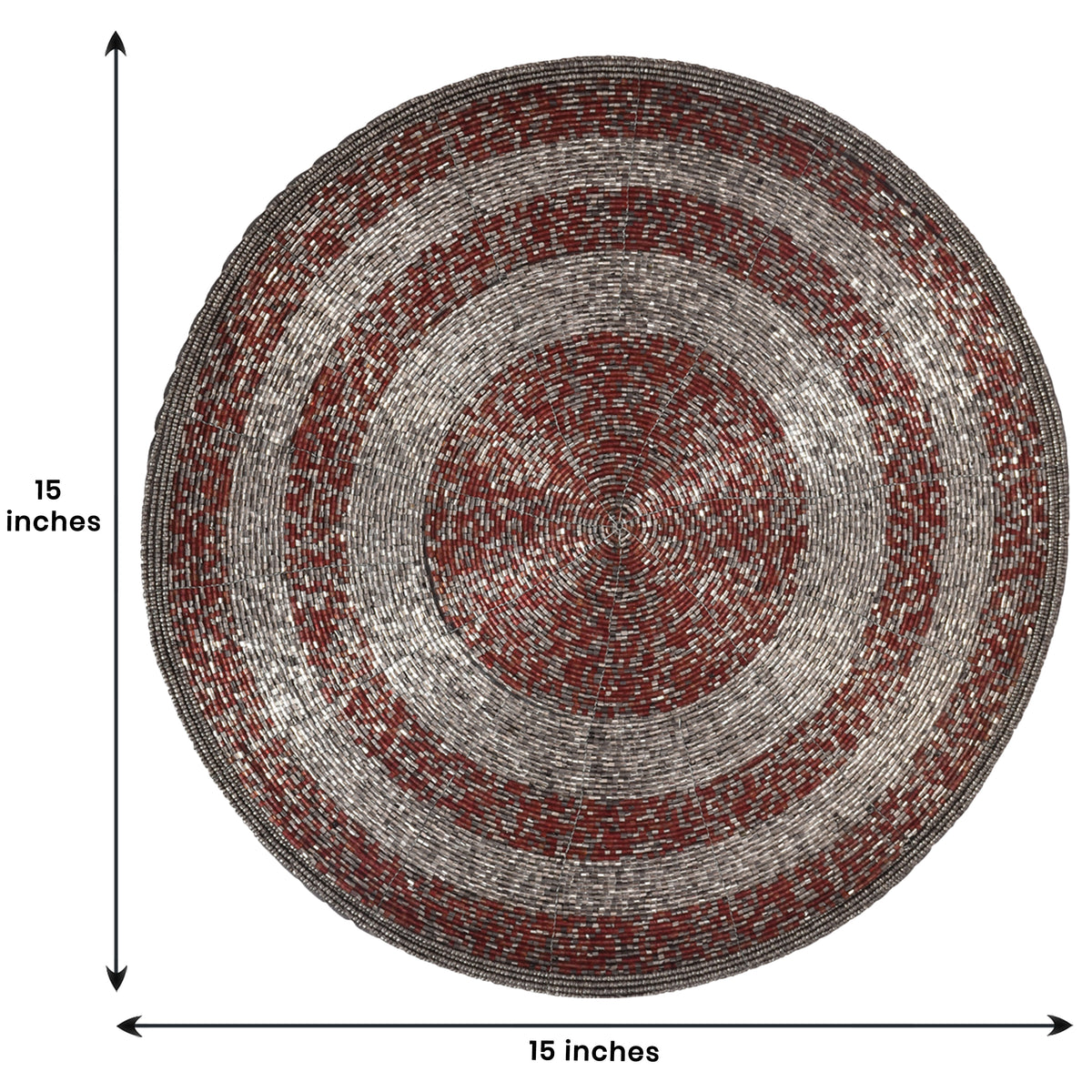 Set of four Melia Grace beaded placemats from The Melia Collection, 14-inch elegant decorative dining table accessories by BD.