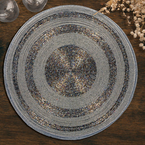 Set of four Vaiga Grace beaded placemats from The Vaiga Collection, elegant 14-inch decorative dining table décor by BD-023 037.