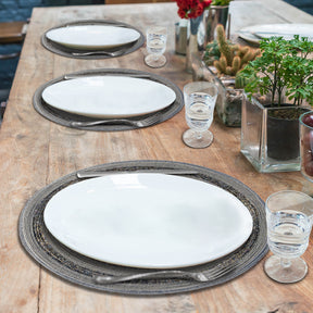 Set of four Vaiga Grace beaded placemats from The Vaiga Collection, elegant 14-inch decorative dining table décor by BD-023 037.