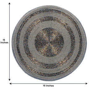 Set of four Vaiga Grace beaded placemats from The Vaiga Collection, elegant 14-inch decorative dining table décor.