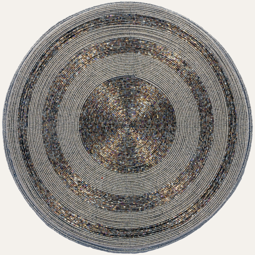 Vaiga Grace – Beaded Placemats, The Vaiga Collection Elegant Decorative Dining Table Décor 14 inch - Decozen