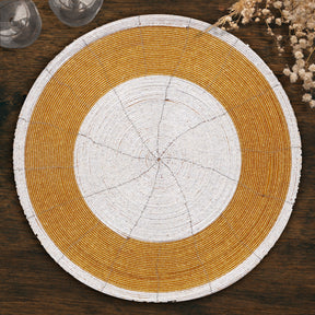 Set of four Amberly Grace beaded placemats from The Amberly Collection, 14-inch elegant decorative dining table décor.