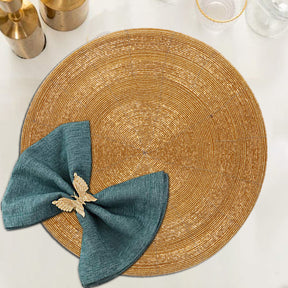 Set of four Hartfo Bloom beaded placemats from The Hartfo Collection, decorative 14-inch table décor with artistic beaded design.