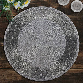 Set of four BD 036 037 beaded placemats featuring intricate beadwork and elegant design for table decor.
