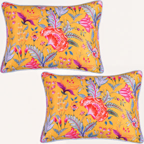 Floral printed throw pillow cover from CC-9695-4, 14 x 20 inches, featuring colorful flower patterns on fabric.