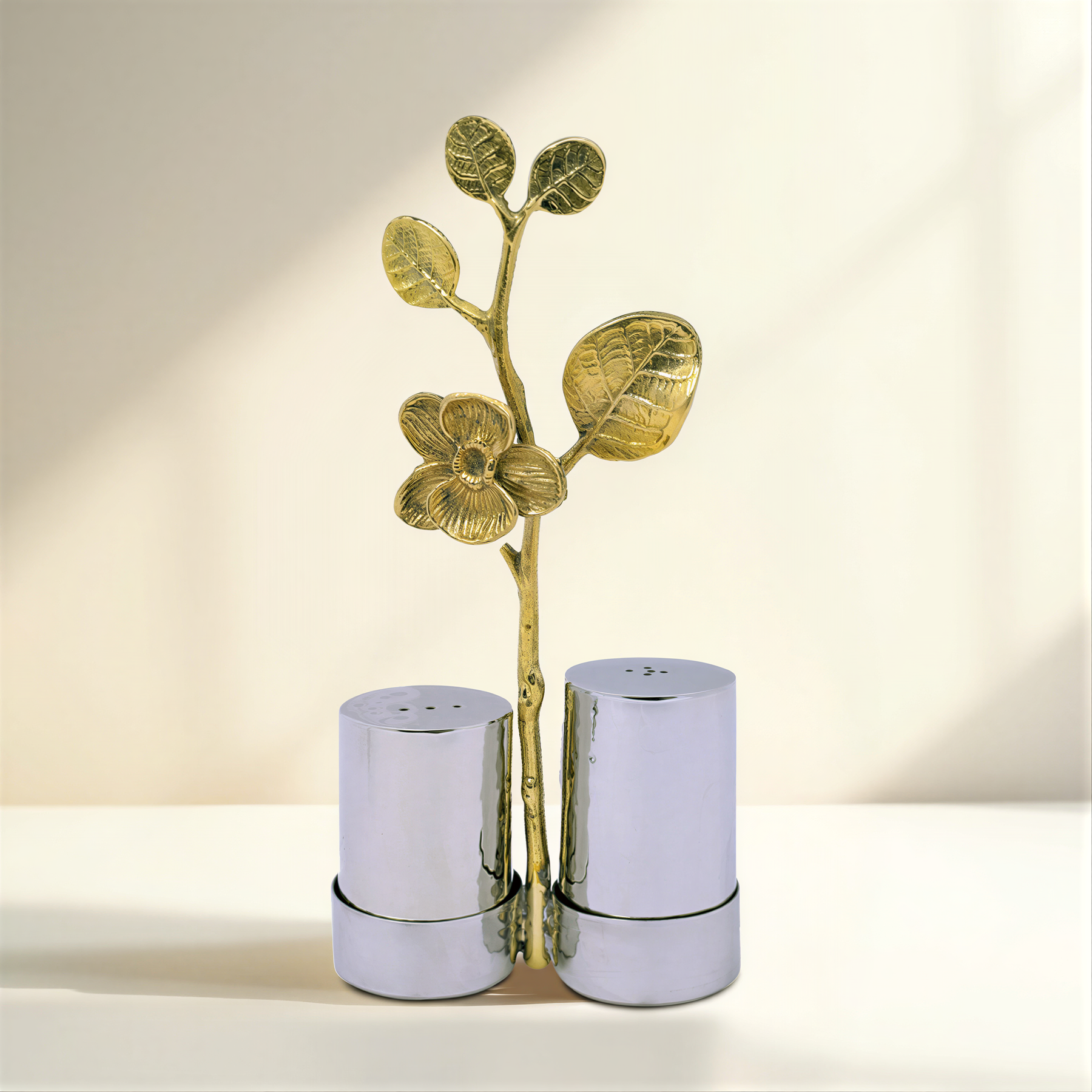 Salt and pepper shaker set in ceramic kitchen décor, featuring stylish black and white design from the 25083RLF brand.