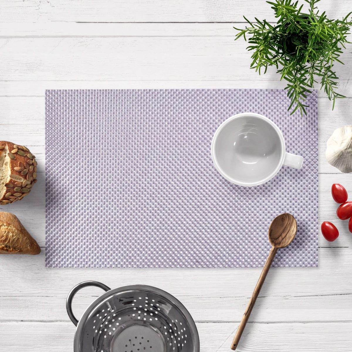 Set of four PVC placemats for dining table, durable and stylish table protectors from the 44339 brand.