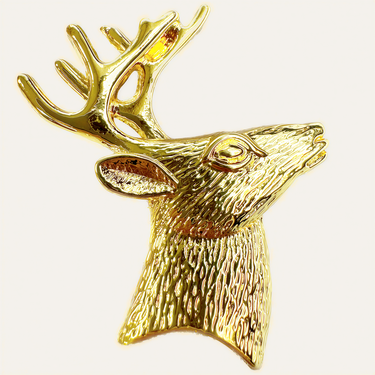 Set of four ZWZ-18-448 gold reindeer napkin rings, festive decorative napkin holders for holiday dining tables.