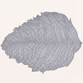 Set of 6 leaf cut out vinyl placemats by AMF033-SLV, featuring stylish leaf-shaped cutouts for dining table decoration.