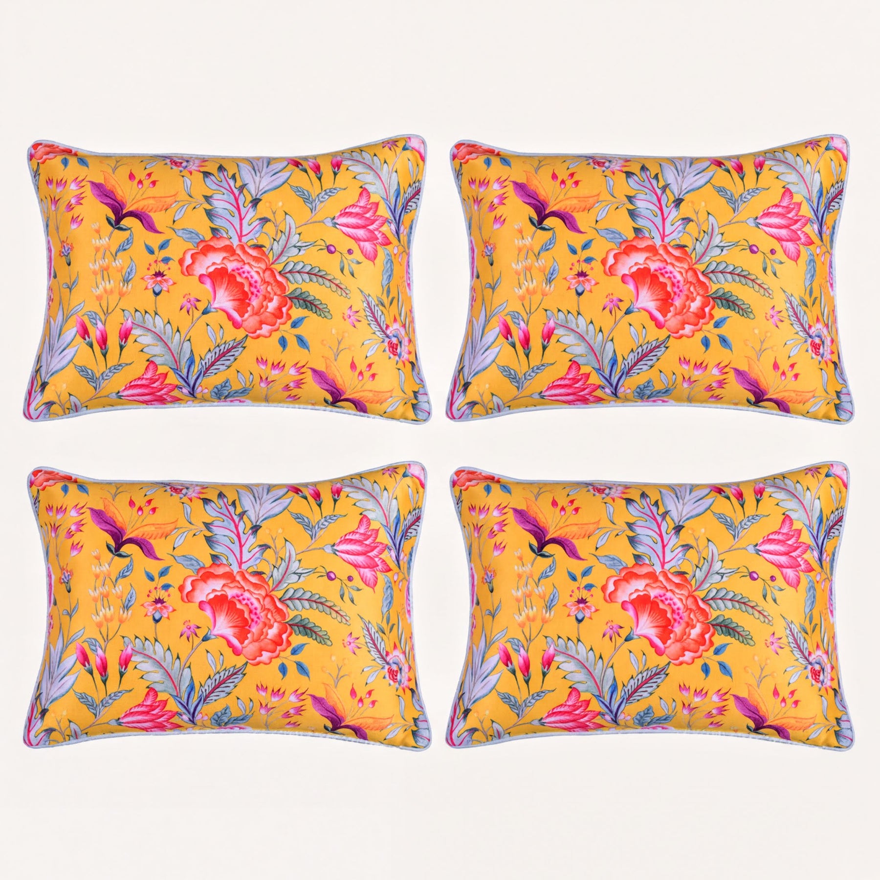 Floral printed throw pillow cover by CC-9695-4, 14 x 20 inches, featuring colorful floral design on fabric.