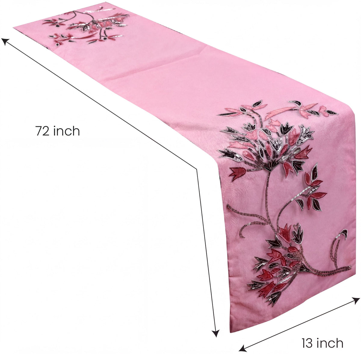Embroidered decorative table runner with intricate stitching, ideal for elegant dining tables, by CU6409-RNR.