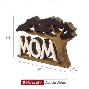 Handmade wooden sculpture titled "Graceful Mom" by LAY024, showcasing a heartfelt wooden décor piece for Mother's Day.