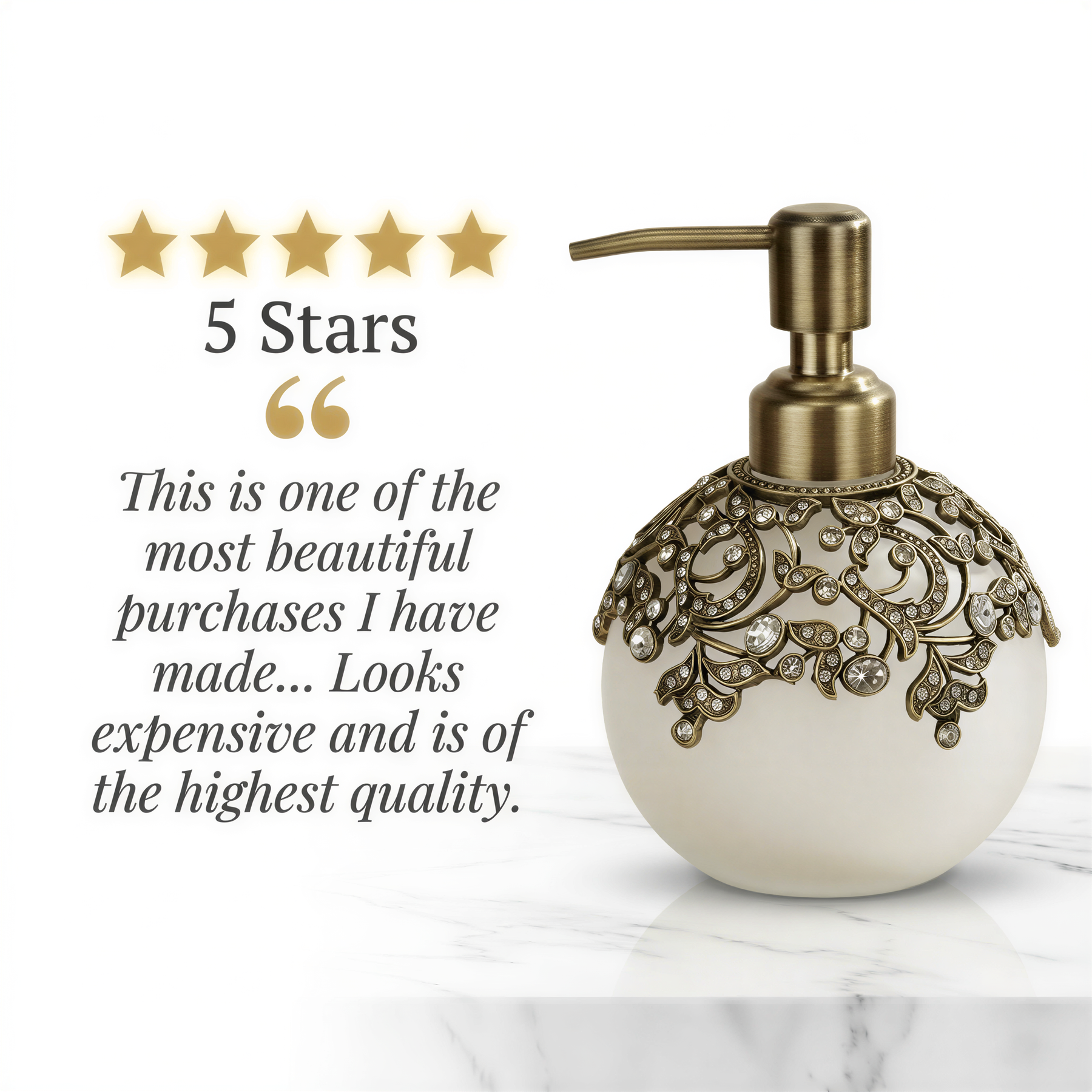 Antoinette Glow LB 24617 modern decorative lotion dispenser for bathroom, handmade soap dispenser with 11.5 oz capacity