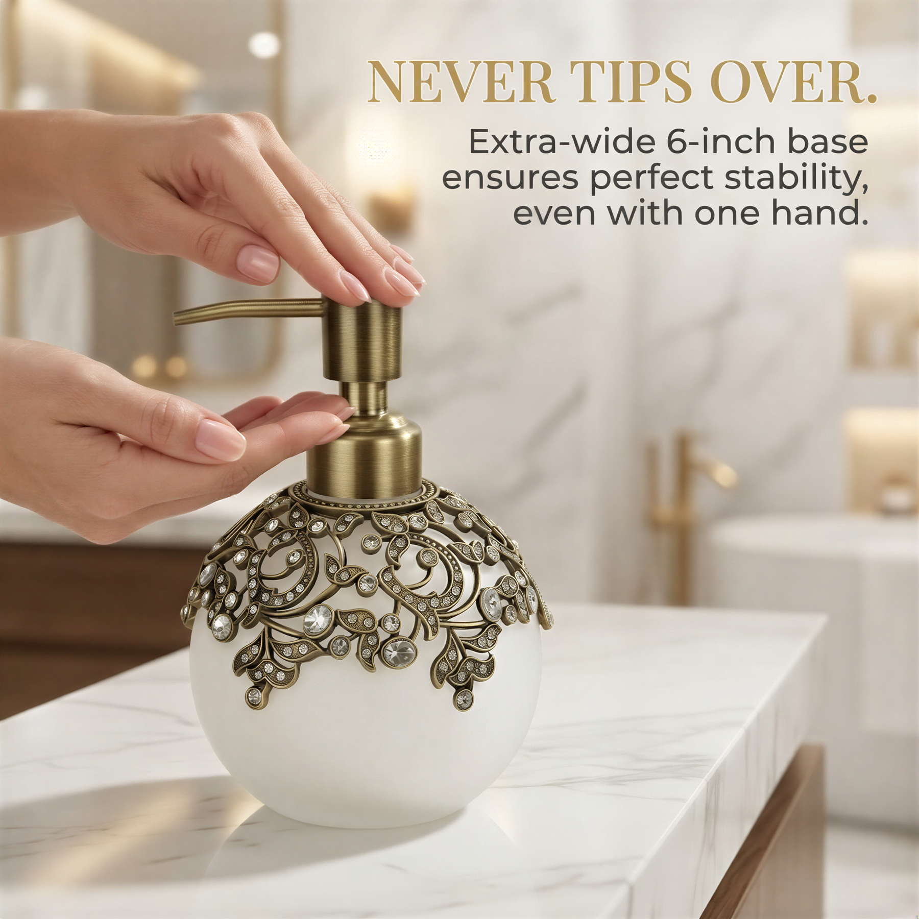 LB 24617 Antoinette Glow modern decorative bathroom lotion dispenser, handmade soap dispenser, 11.5 oz for stylish bathroom decor