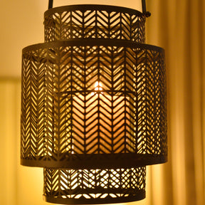 Black Hanging Candle Holder Lantern - Decozen