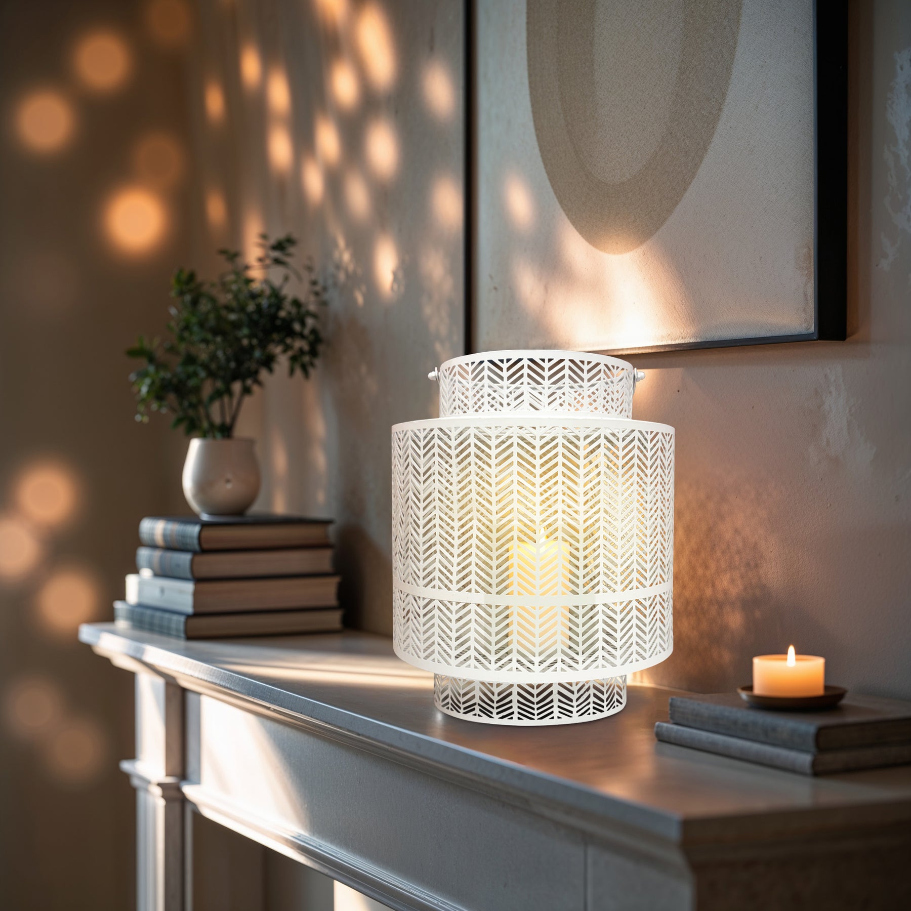 White Hanging Candle Holder Lantern - Decozen