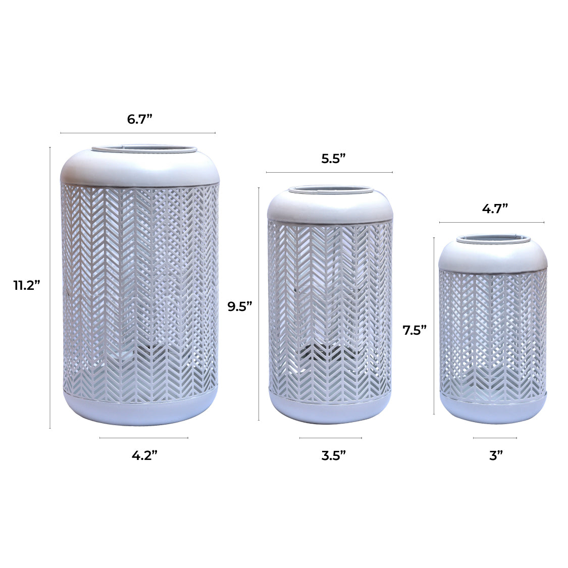 White Lattice Pattern with Glass Candle Holder Lantern - Decozen