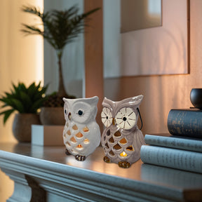 Hampton Lucky Owl Tea Lights and Candle Holders Set of 2 - Decozen