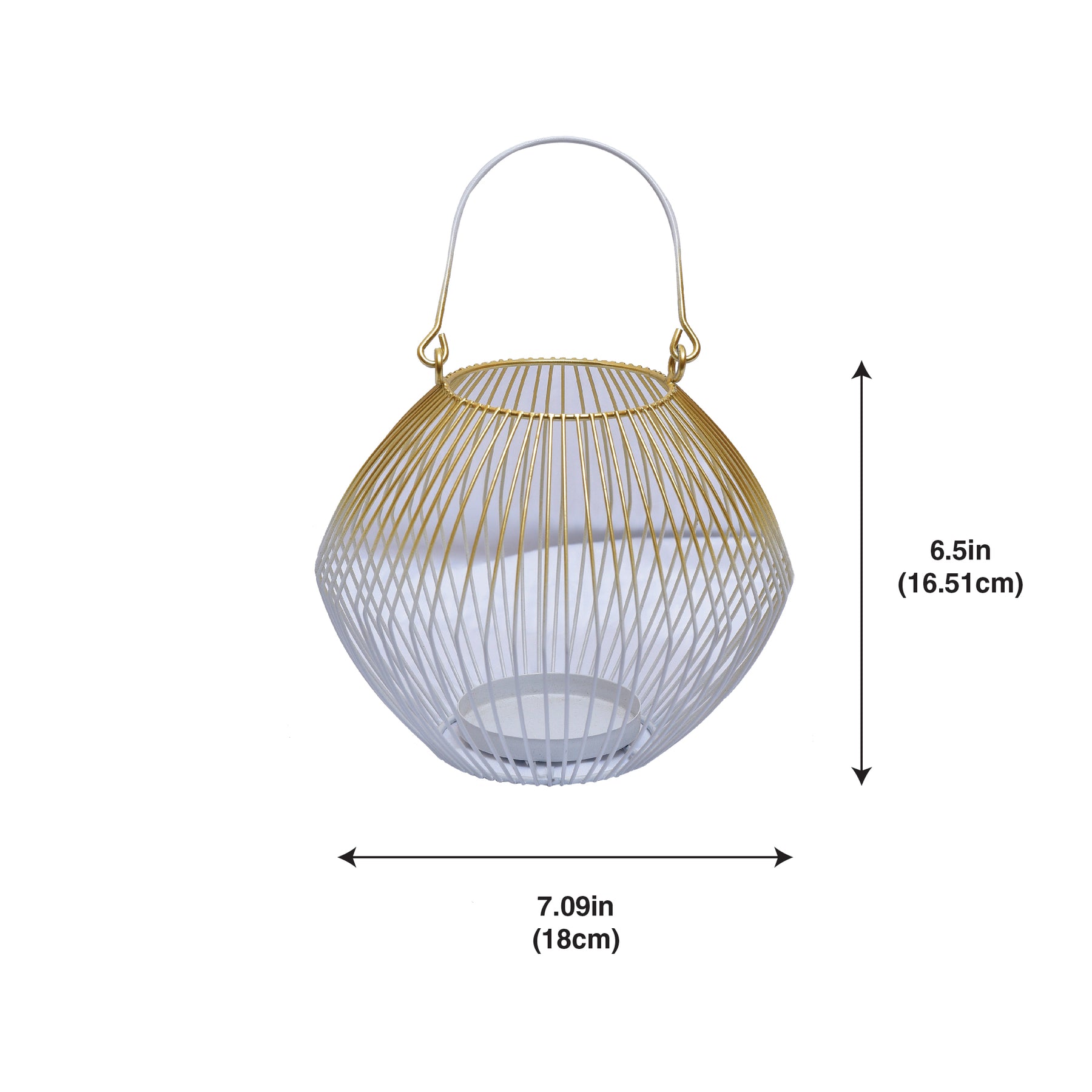 White and Gold Candle Holder Lantern - Decozen