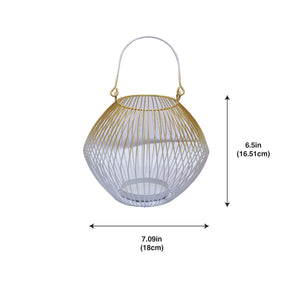 White and Gold Candle Holder Lantern - Decozen