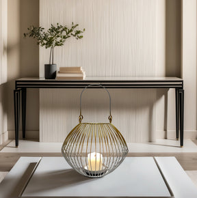 White and Gold Candle Holder Lantern - Decozen