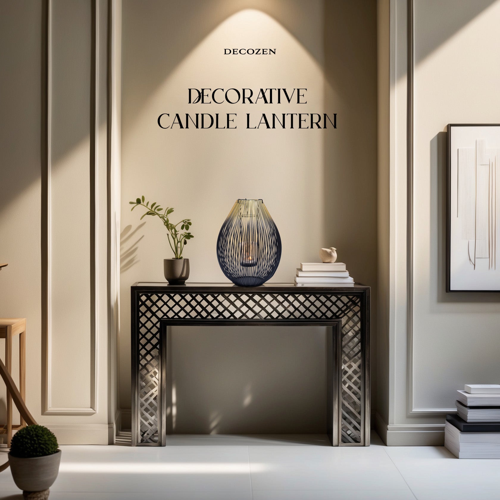 Black and Gold Candle Holder Lantern