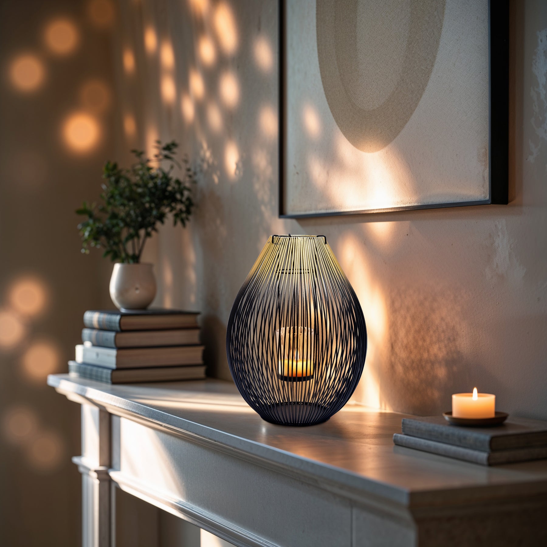 Black and Gold Candle Holder Lantern