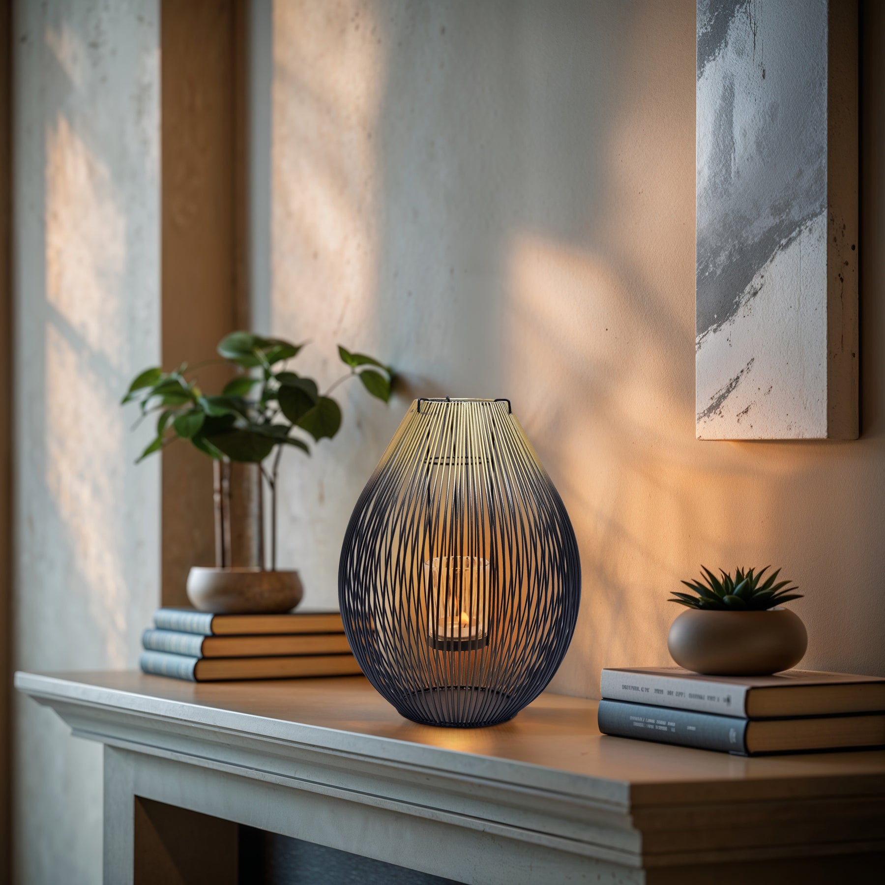 Black and Gold Candle Holder Lantern