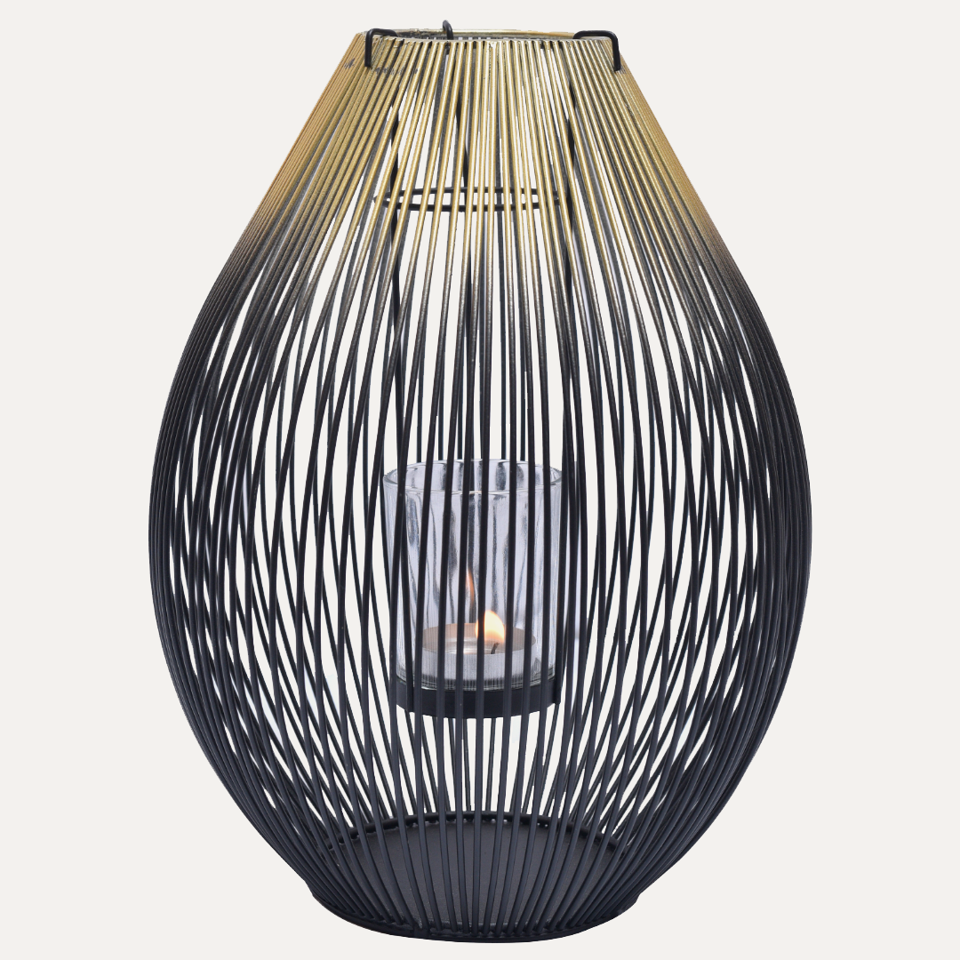 Black and Gold Candle Holder Lantern