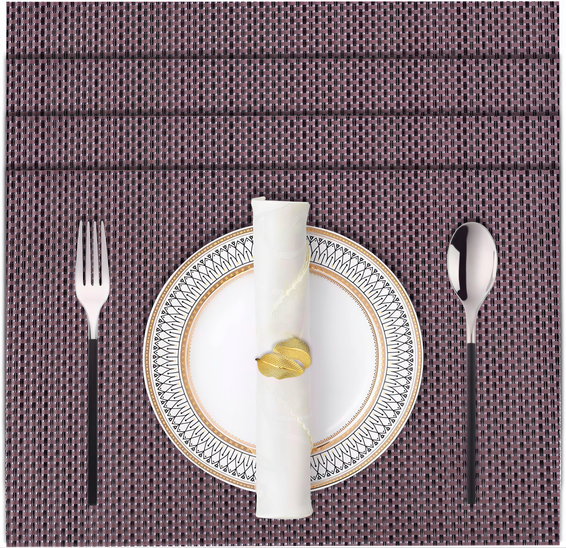 Brown PVC placemats for tables, heat-resistant and wipeable, perfect for indoor and outdoor kitchen and home decor.