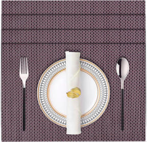 Brown PVC placemats for tables, heat-resistant and wipeable, perfect for indoor and outdoor kitchen and home decor.