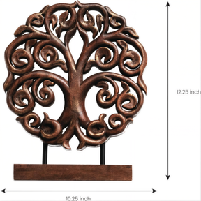 a beautifully crafted wooden tree sculpture, with intricate carvings and a detailed design.