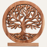 Large Sacred Roots hand-carved Tree of Life wooden sculpture, artistic home décor piece showcasing intricate craftsmanship.