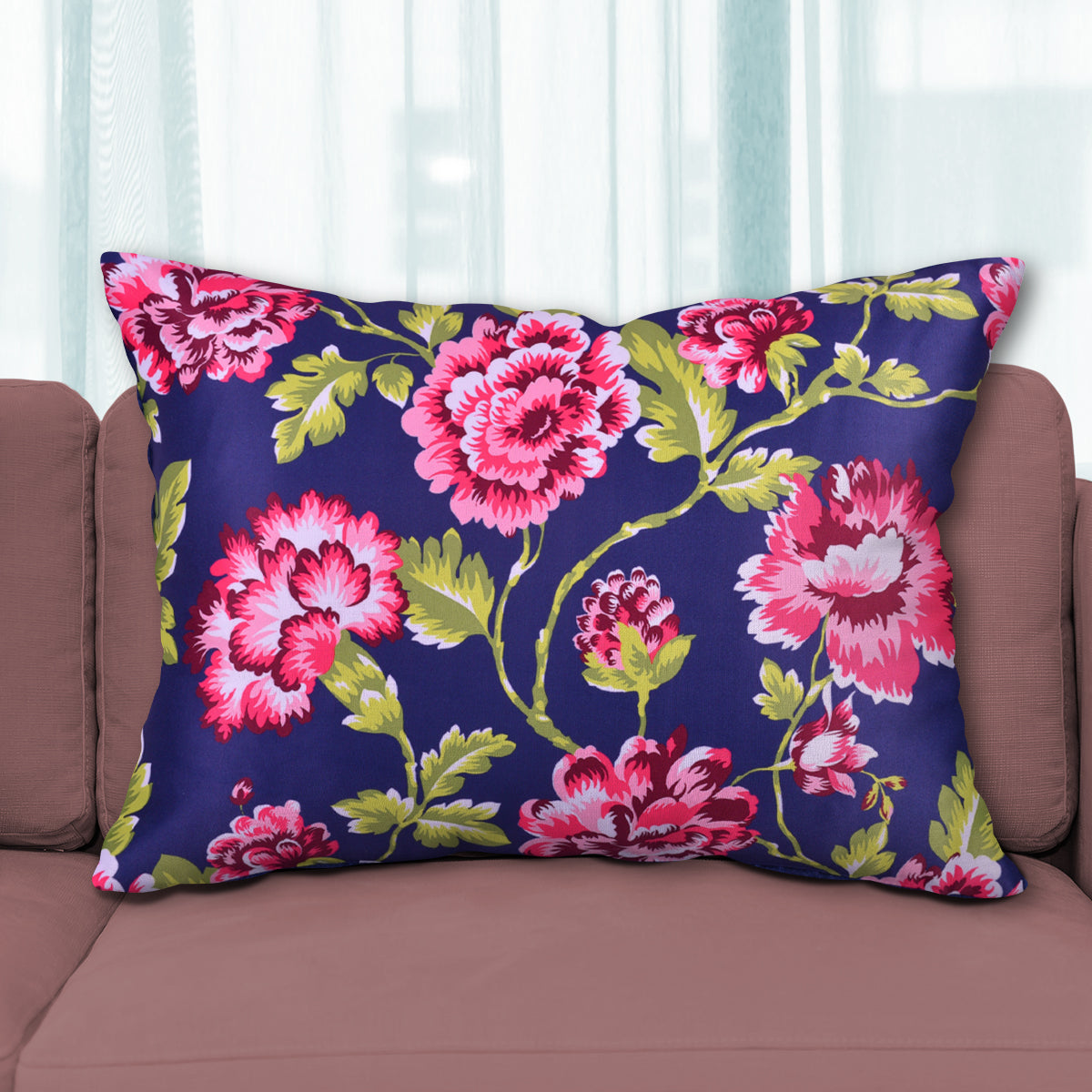 Floral Printed Throw Pillow Covers - 14 x 20 Inches - Decozen