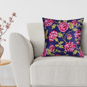 Floral printed throw pillow cover in 20x20 inches, designed by CC-9691-A-4, featuring colorful flower patterns on fabric.