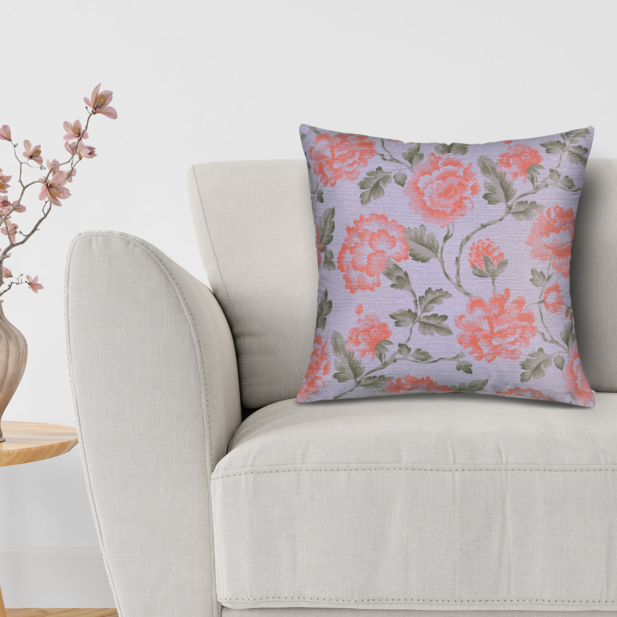 Floral Printed Throw Pillow Covers - 20 x 20 Inches - Decozen