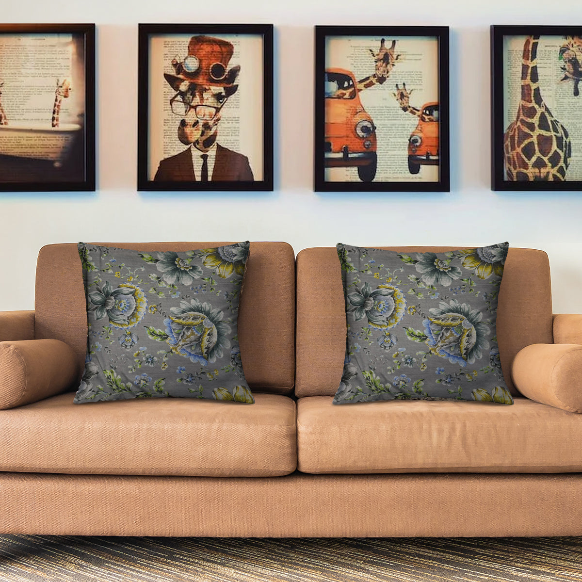 Floral Printed Throw Pillow Covers - 20 x 20 Inches - Decozen