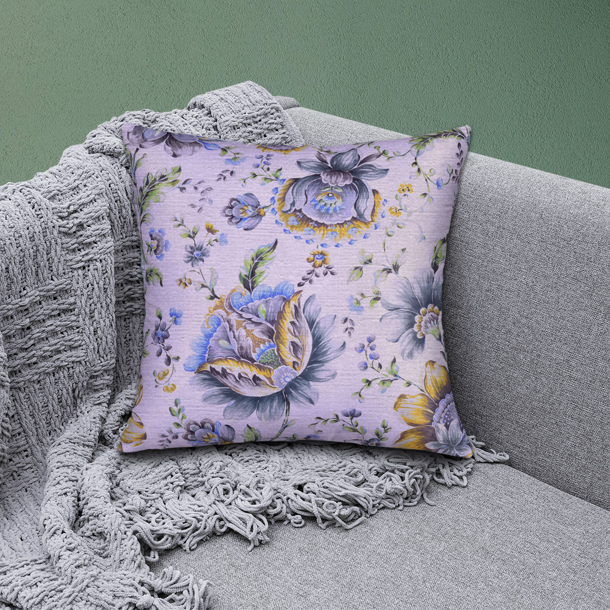 Floral printed throw pillow cover in 20x20 inches, showcasing colorful floral design on fabric, from CC-9699-A-4.