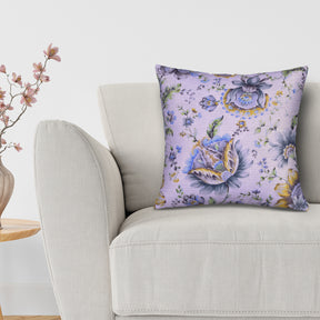 Floral printed throw pillow cover in 20x20 inches, featuring vibrant flower patterns on soft fabric.