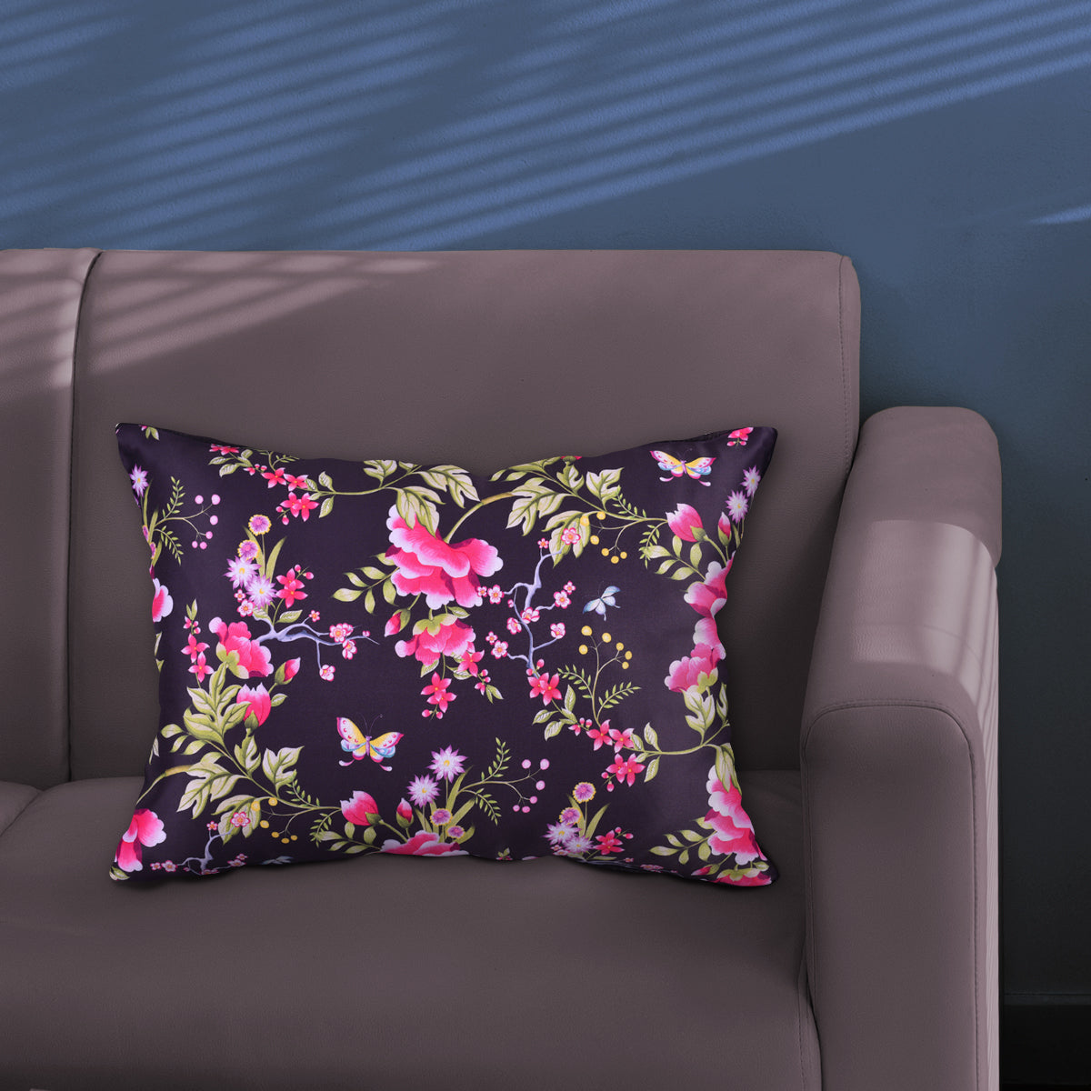 Floral printed throw pillow cover in 14x20 inches, designed for decorative pillows, with vibrant floral patterns on fabric.