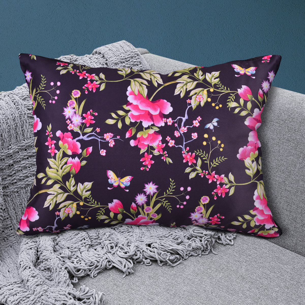 Floral Printed Throw Pillow Covers - 14 x 20 Inches - Decozen