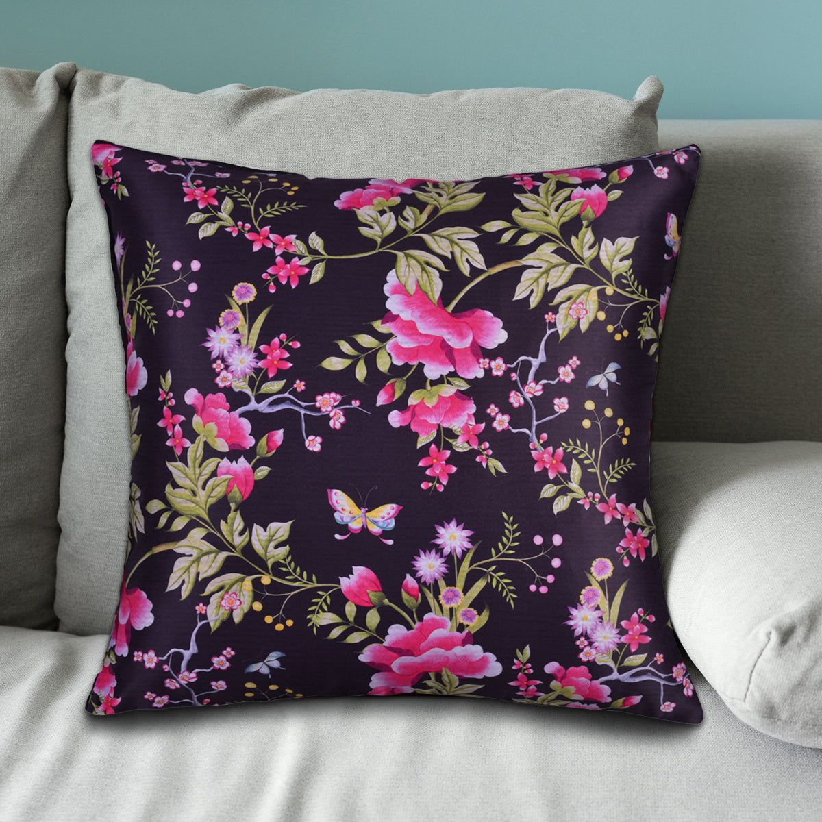 Floral Printed Throw Pillow Covers - 20 x 20 Inches - Decozen