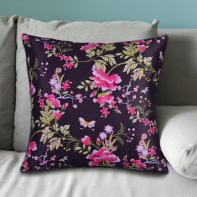 Floral printed throw pillow cover, 20x20 inches, made of fabric, featuring colorful flower patterns for decorative cushions.