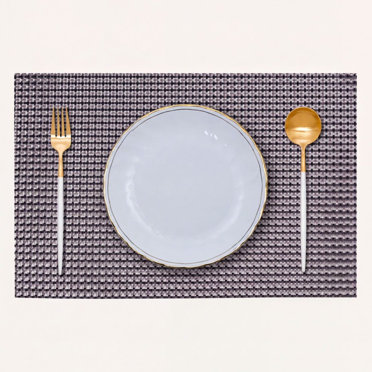 Set of four PVC placemats for dining table by 44334, featuring durable, waterproof surface and stylish design.