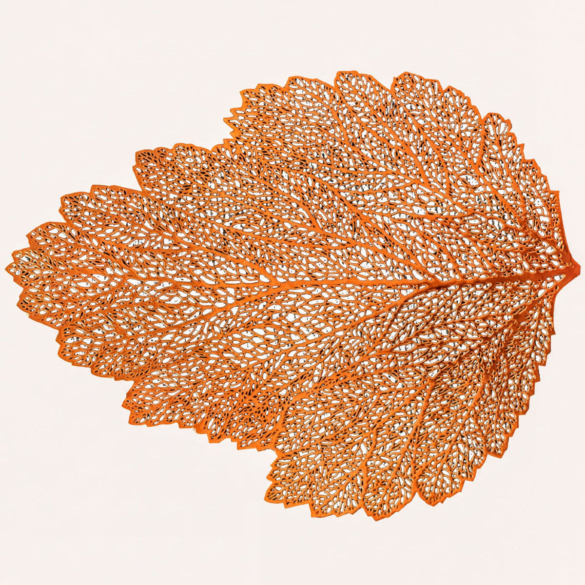 Set of six leaf cut out vinyl placemats from AMF023-ROSE GOLD, decorative and durable for dining table decor.